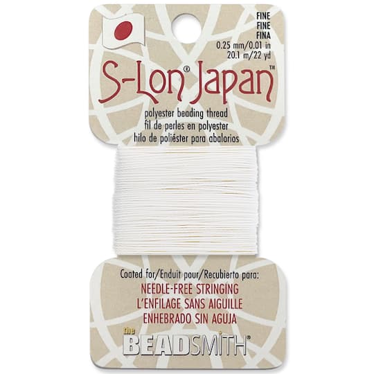 12 Pack: The Beadsmith® S-Lon® Japan™ 0.25mm Fine White Polyester Beading Thread
